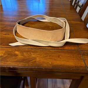 Ada for Anthropologie Classic Wrap Belt, Leather, Cream/Tan, Med/Large